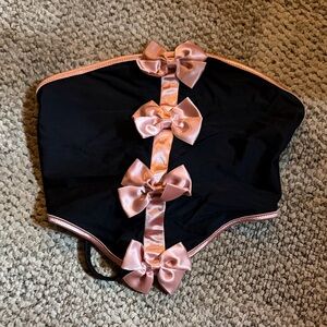 Black Corset with Pink Satin Bows